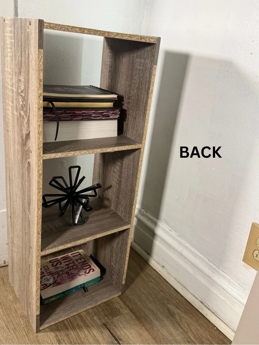 Modern 3-Tier Narrow Bookshelf | Gray Wood Storage Shelf | Small Space Organizer
